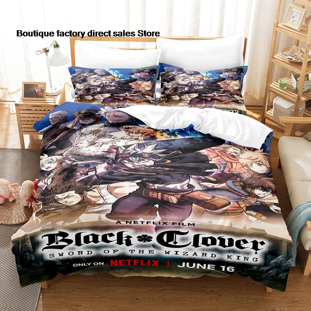 Anime Black Clover Asta Bedding Set 3D Printed Duvet Cover Pillowcase For Otaku Bedroom Home Textile Twin Full Queen King Size