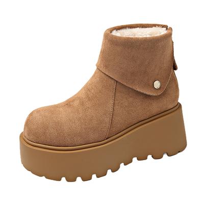 Plateauabsätze Damen Schneestiefel Komfort Höhenerhöhung Warm halten Baumwolle Kurze Stiefeletten Winter Damen Plüschschuhe