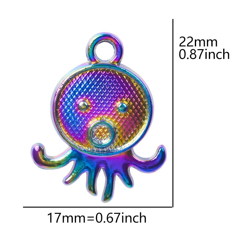 6Pcs Marine Organism Rainbow Colored Octopus Shark Charms For Jewelry Making Supplies Diy Keychain Earrings Accessories Pendants