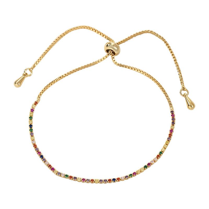 Elegant Rainbow Beaded Bracelets for Women, Adjustable Sliding String Bracelet, Exquisite Trendy Crystal Jewelry