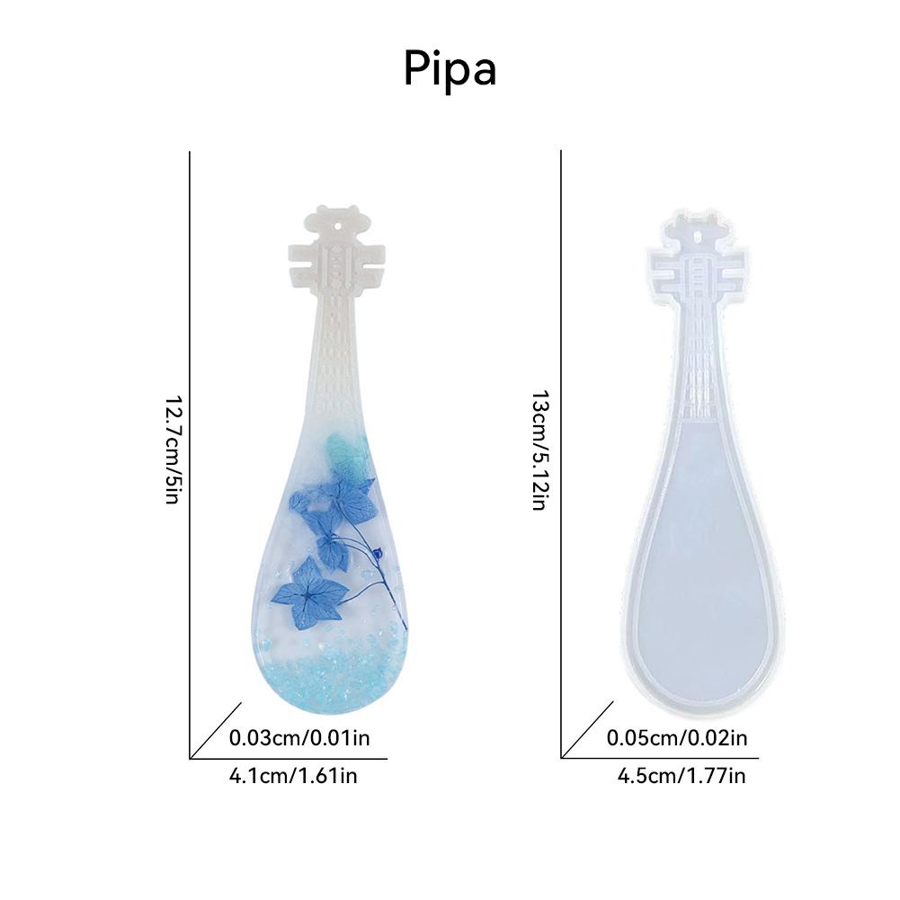 Silicone Bookmark Mold DIY Bookmark Mould for Resin Casting Including Feather Musical Instrument Pipa Shape #470562