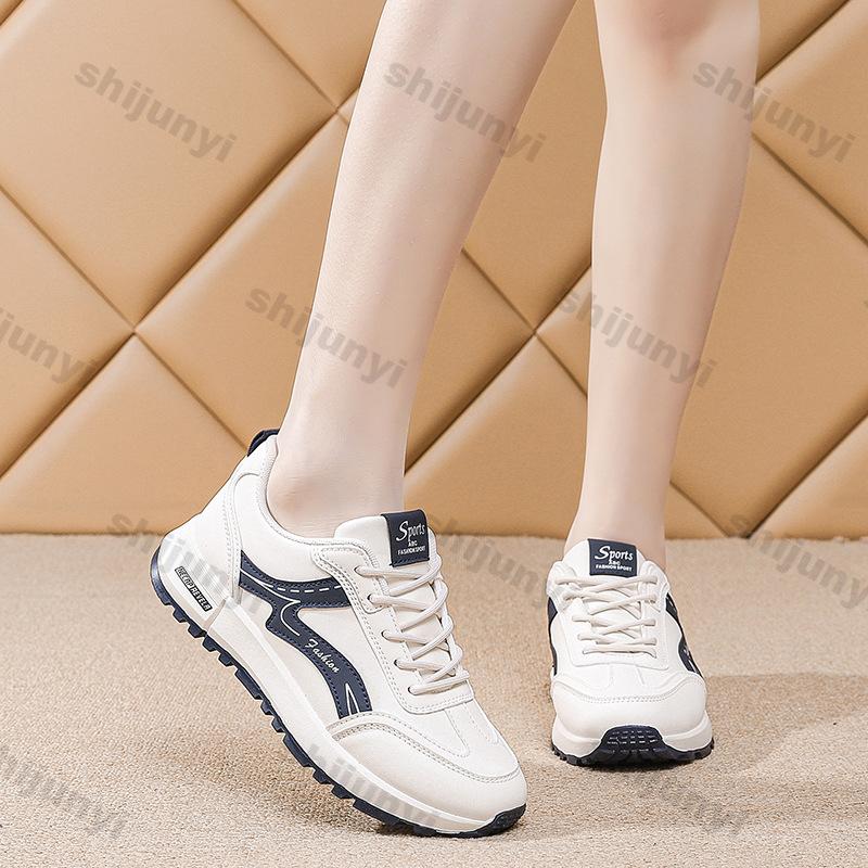 Fashion Women's White Sneakers Autumn Lightweight Comfortable Outdoor Non Slip Running Shoes Fashion Cross Tied Soft Sole Casual Shoes