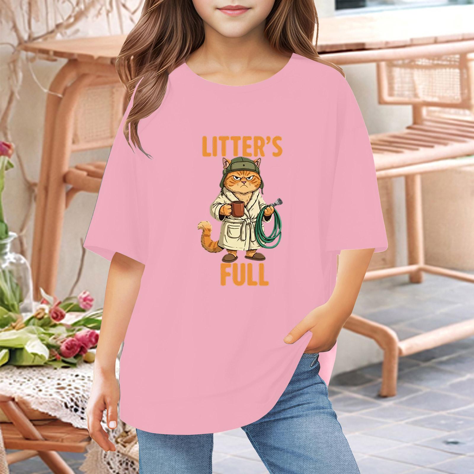 

Toddler Girl Boy T-Shirts Kids Top Boys And Girls Printed Short Sleeved T-shirt 1-12Y 150 розовый