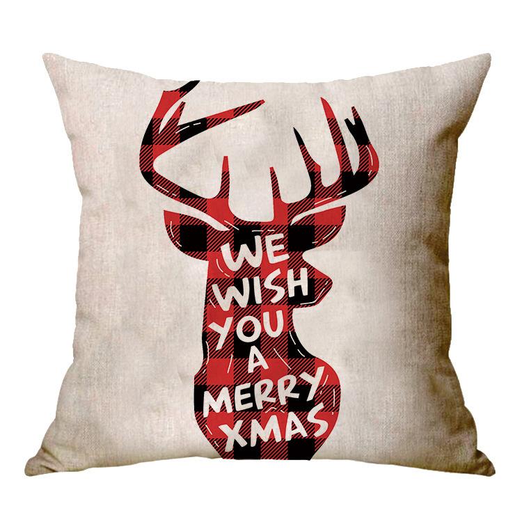 Christmas Decoration Cushion Cover Cartoon Elk Santa Cushion Cover Christmas Pillow Case Linen Decoration Pillow Home Decoration