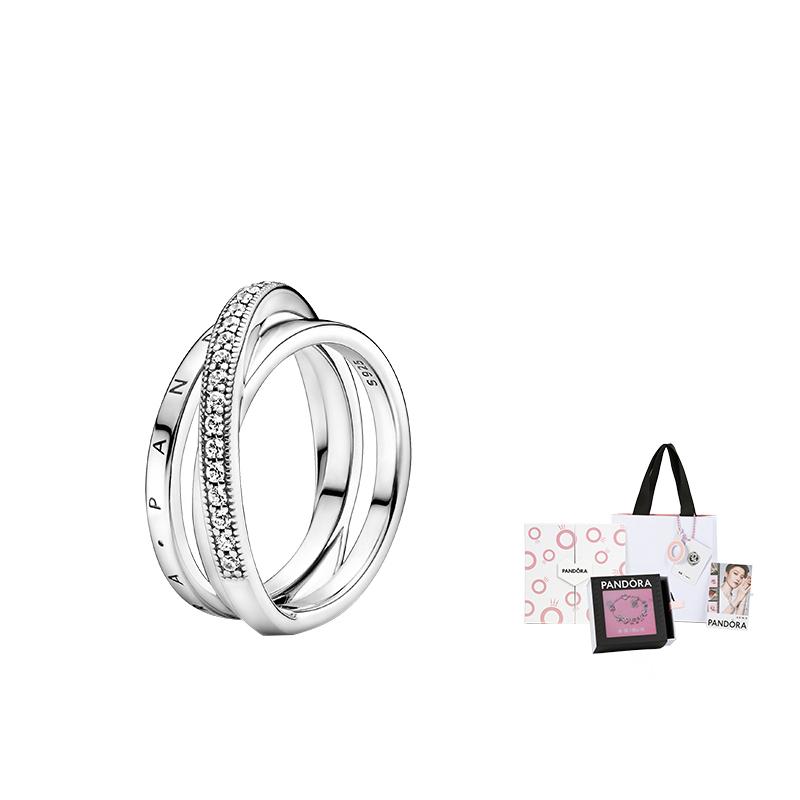 Pandora Pavé Interlocking Three Ring Möbius Ring Women ring Silver 199057C01
