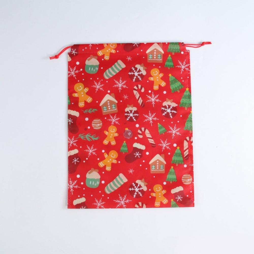 Cartoon Christmas Tree Bag Environmentally Friendly Santa Claus Pattern Bag Non-Woven Drawstring Bag Festive For Birthday Candy
