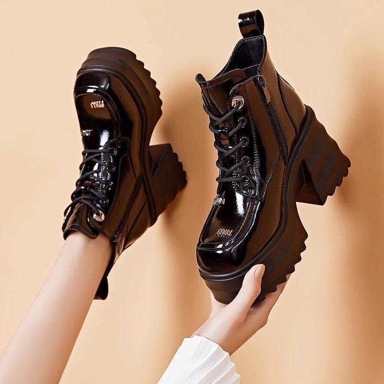 National Ankle Boots: Velvet & Suede Embroidered, Genuine Leather, Height-Boosting, Retro Martin Style for Autumn/Winter.