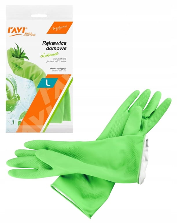 Latex gloves for cleaning, durable, reusable, M, aloe