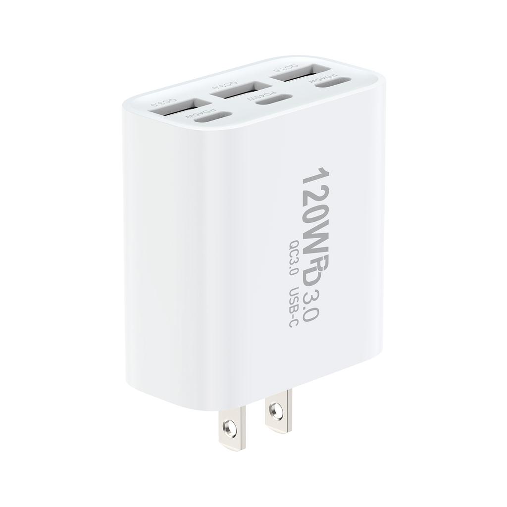 111W GaN 6 in 1 Fast Charging Phone Charger USB C Charger Power Adapter Type C EU/US/AU/UK Wall Charger For iPhone Samsung Xiaom