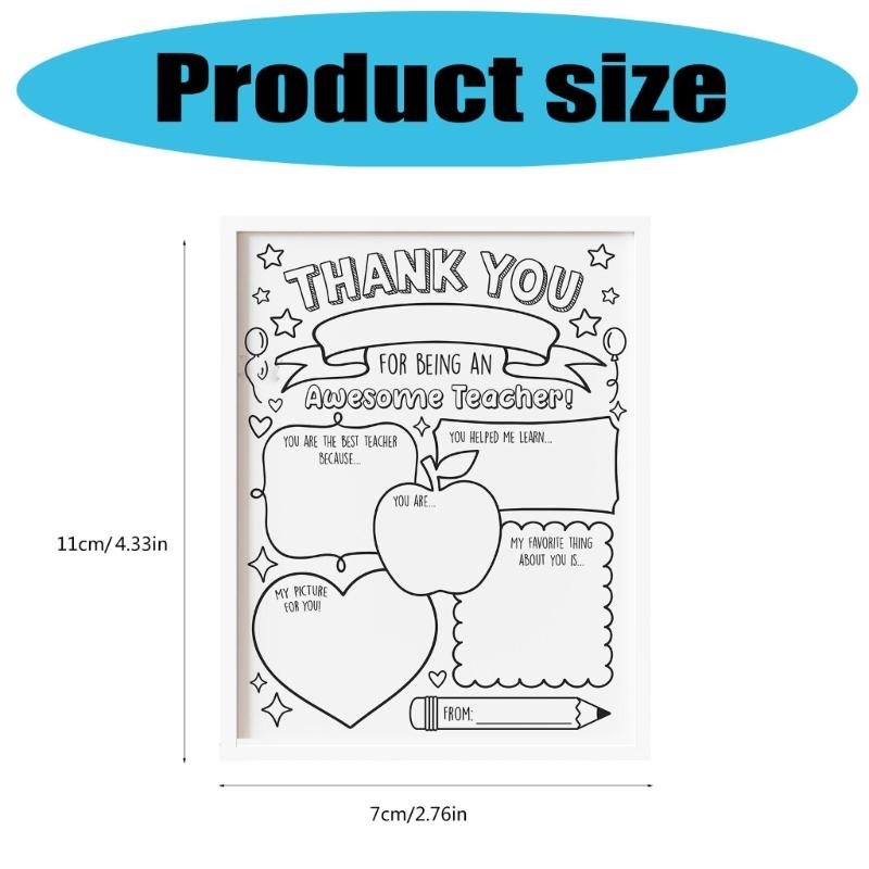 Teacher Thank You Cards Coloring Posters Handmade Teacher Appreciation Card For Student Child Classroom Party Supplies