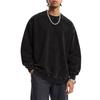 Men's Long Sleeve Distressed Neck Casual Top for Everyday Wear