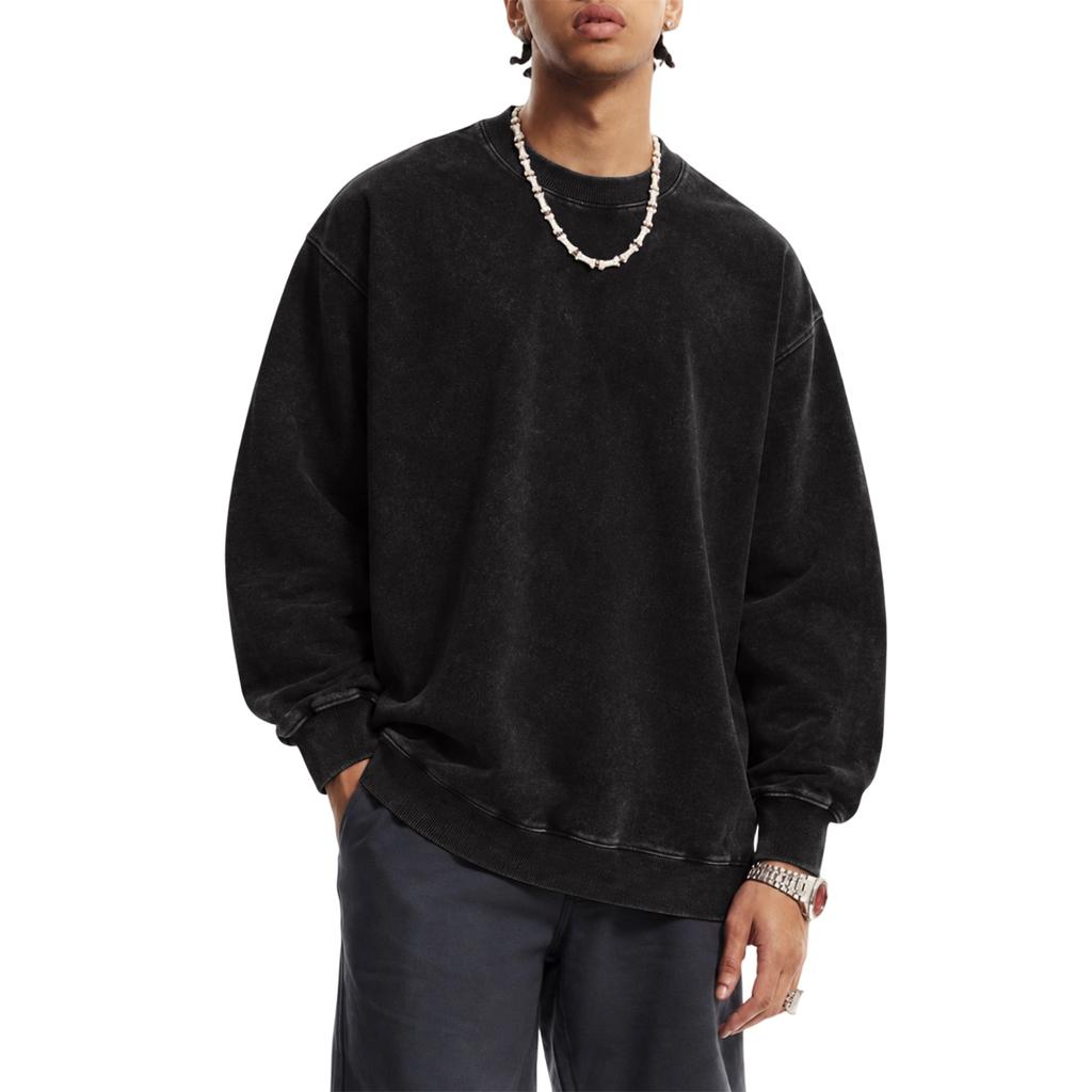Men's Long Sleeve Distressed Neck Casual Top for Everyday Wear