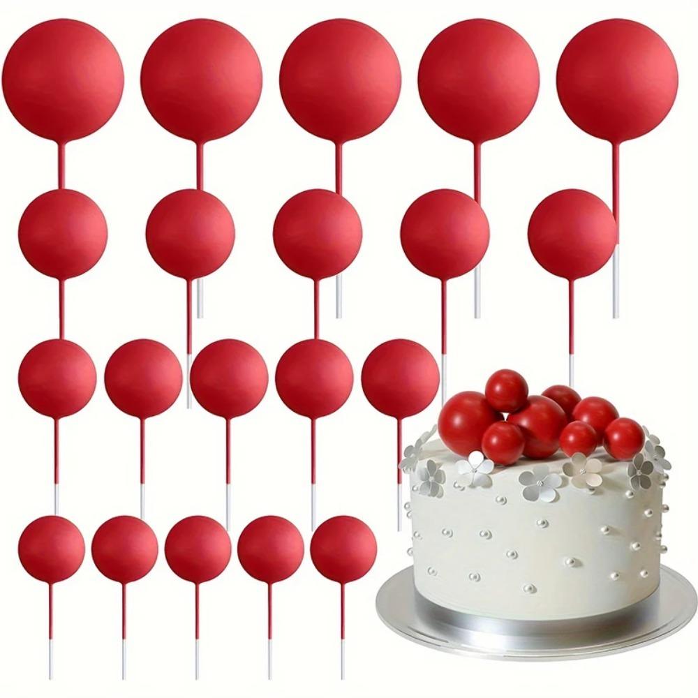 20/30Pcs Cake Balls Decoration Gilded Black Happy Birthday Foam Ball Cake Stickers Party Mother's Day Decor DIY Wedding Decor