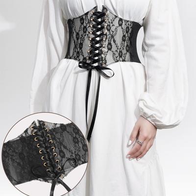 Fashion Wide Lace Waist Seal Women's All-match Dress Top Decorative Belt Stretchable Elastic Belt