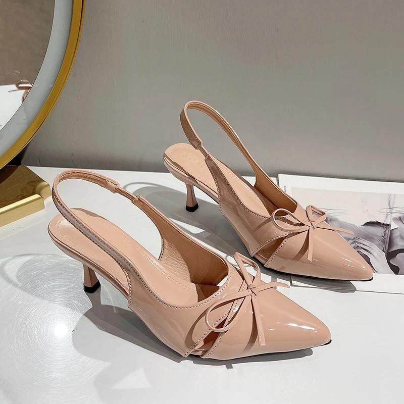 

2025 Summer Slip on High Heel Women Sandals Fashion Butterfly-knot Singbacks Pumps Stripper Party Female Sandalias 35 чорний