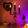 Halloween Skeleton Candle Holder with Flameless Candle LED Light Decorative Table Lamp for Halloween Party Centerpieces