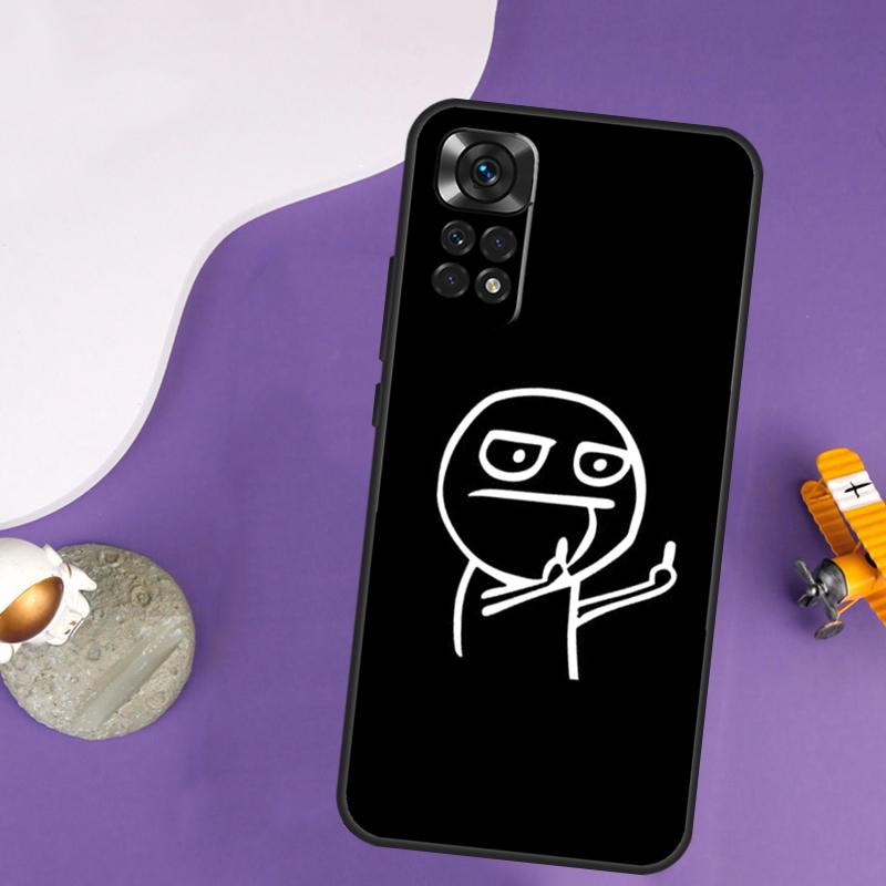Funny Man Middle Finger Case For Xiaomi Redmi Note 13 14 Pro 12 9 10 11 Pro 10S 11S 12S Redmi 14C 13C 10C 12C Cover