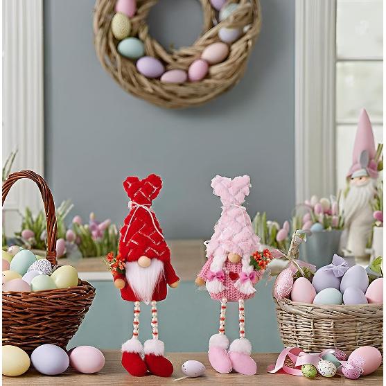 Mother's Day Gnomes Plush Gifts for Women -2Pcs Spring Couple Gnome Decoration Home Decor Wedding Mom Gnomes Ornaments GIF