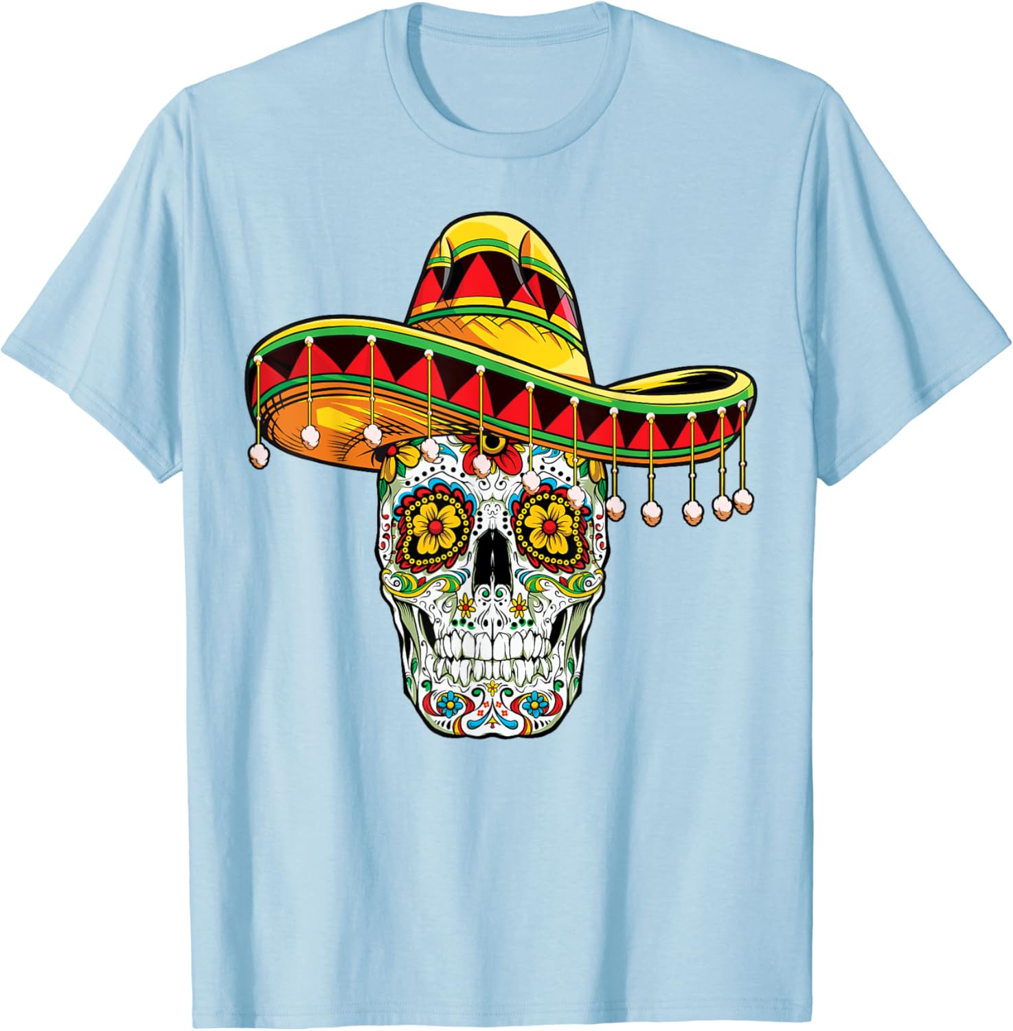 Day of The Dead Sugar Skull Funny Cinco De Mayo Men Women TShirt - Men s Summer Cotton Graphic Tee S разноцветный