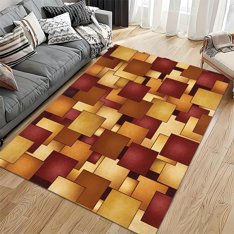 Geometric Squares Pattern Carpet suitable as a non-slip mat for the living room or bedroom sofa