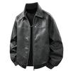 Men's Retro Faux Suede PU Leather Jacket - Gray
