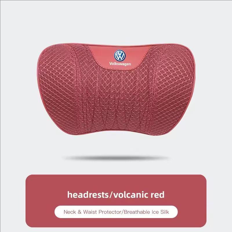 Car Neck Pillow Seat Cover Lumbar Support Headrest For VW GTI Polo T5 Passat Golf Tiguan Jetta CC T-ROC Scirocco Beetle Hub Cap