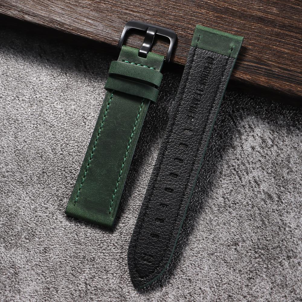 Vintage Cowhide Watch Strap 18mm 20mm 22mm 24mm Dark Brown Watch Band Black Buckle Leather Wristband for Men Women Accessories