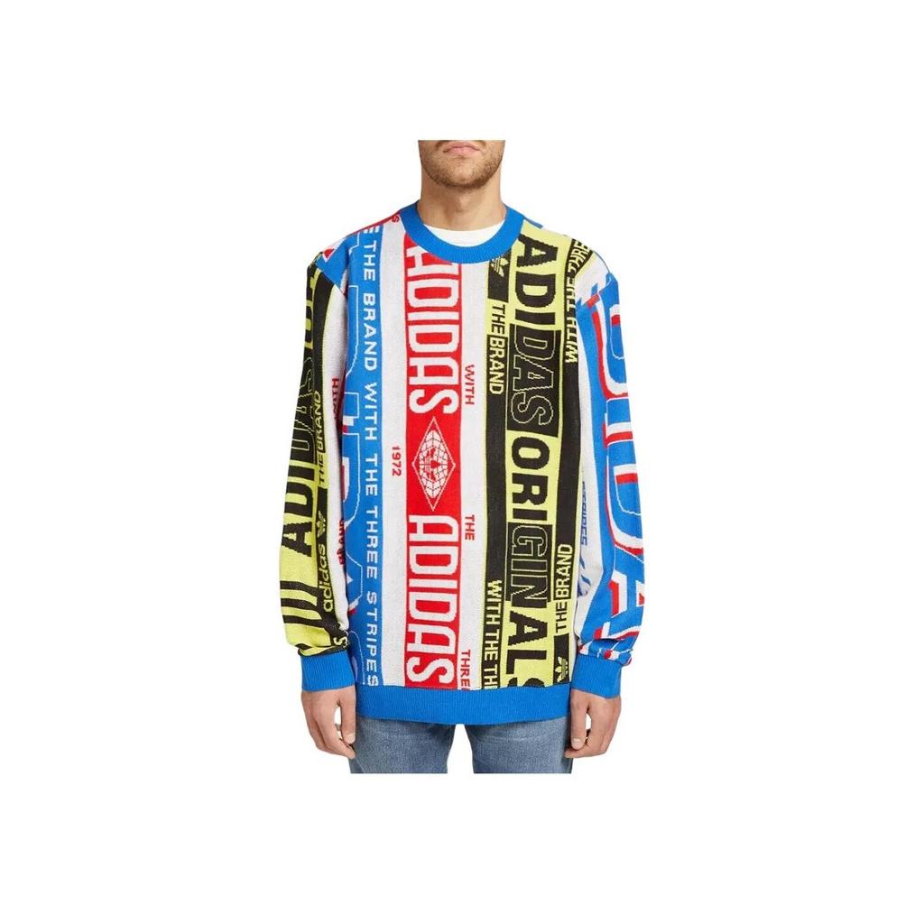 Adidas Originální Trefoil Retro Spliced Pletený pulovr s kulatým výstřihem Pánské topy Vícebarevný ED6138