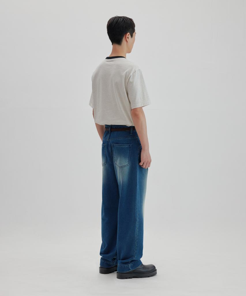 NONBLANK Striped Half T-Shirt_Melange Grey
