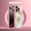 Golden Christmas Snowflake Pattern Metallic Paint Glass Phone Case For iPhone 17 16 15 14 13 12 11 Pro Max Plus 16E 17 Air Cover