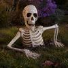 Durable Plastic Ground Breakers Halloween Half Body Skeleton Yard Sign with Adjustable Arms, Weatherproof Horror Theme Party Supplies