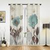 Vintage Tulip Flower Butterfly Window Curtain Living Room Luxury Valance Curtain for Bedroom Home Kitchen Decor Curtain