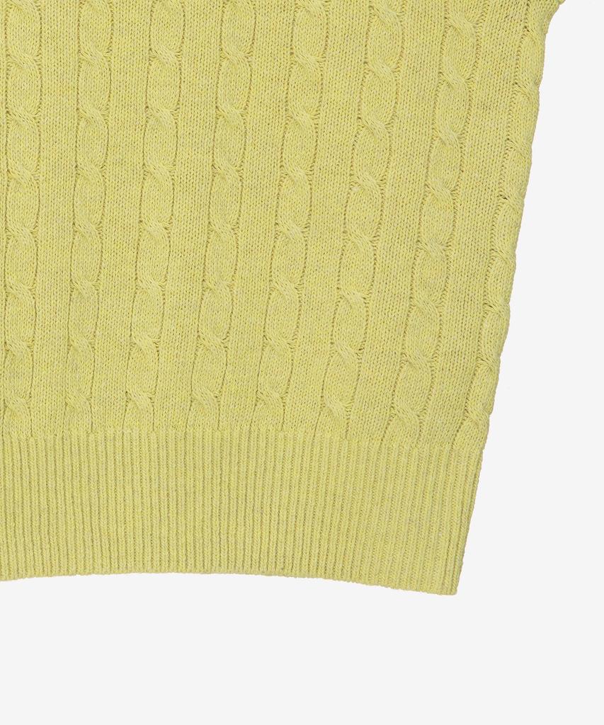 BASIC HOUSE Women'S Cable Round Neck Crop Knit Lemon Yellow Lykt7201