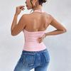 European and American French summer new sexy neck kink deep V-neck sleeveless vest women's slim short top