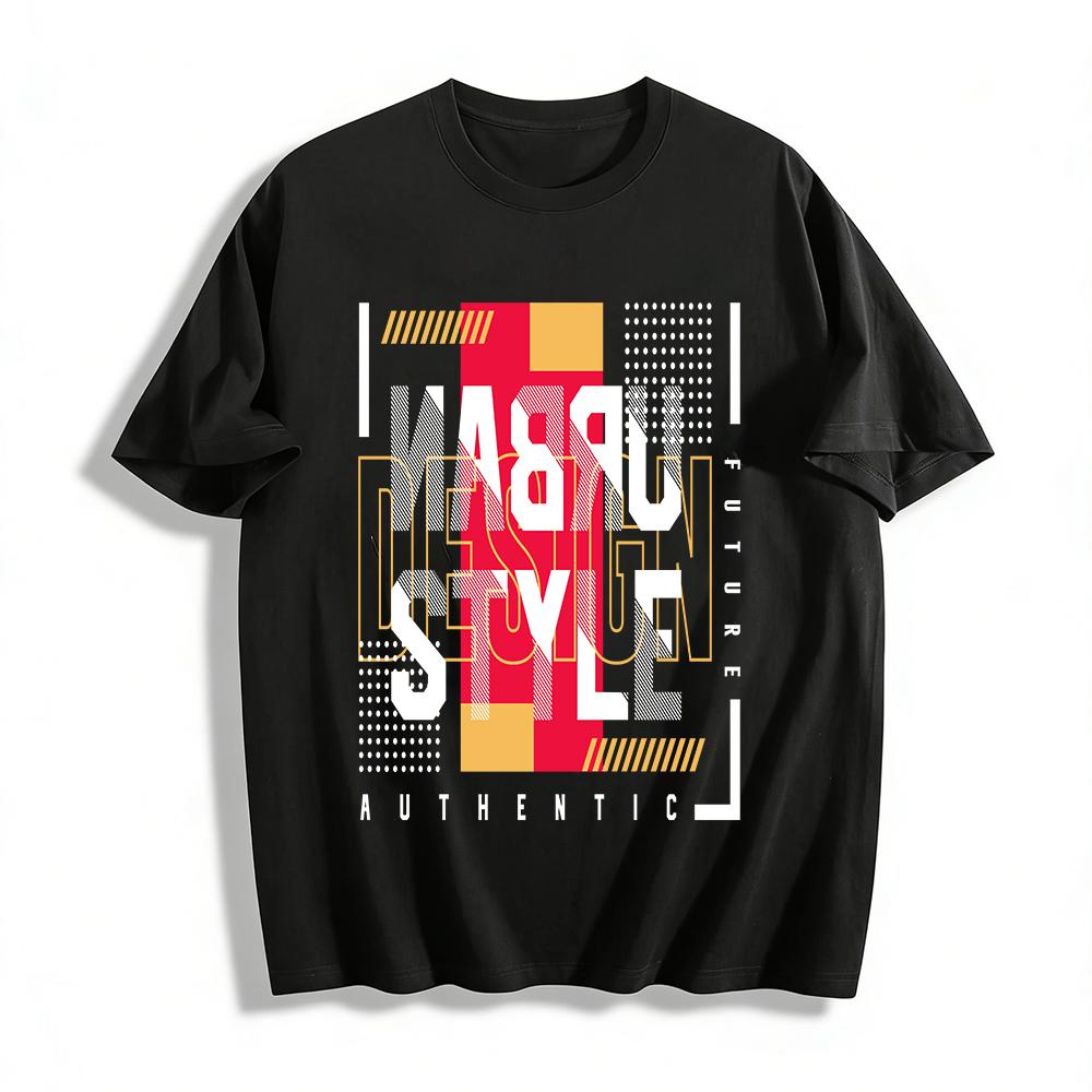 

A&B Design Style Graphic Print Casual Crew Neck Short Sleeve Tee Pure cotton T-shirt XXS