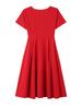 2026 Elegant Red French Short-Sleeve Slimming Plus Size Women's Dress