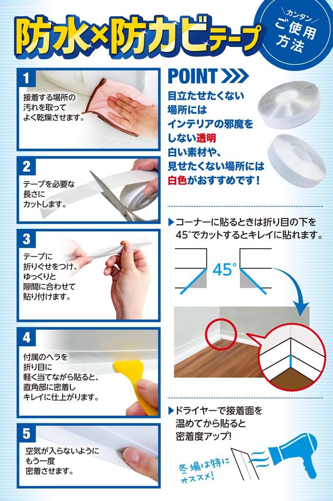 Cleaning Professionals Recommended Gap Tape, Waterproof, Mildew Prevention Tape, Gap Putty, Kitchen, Repair (0.8