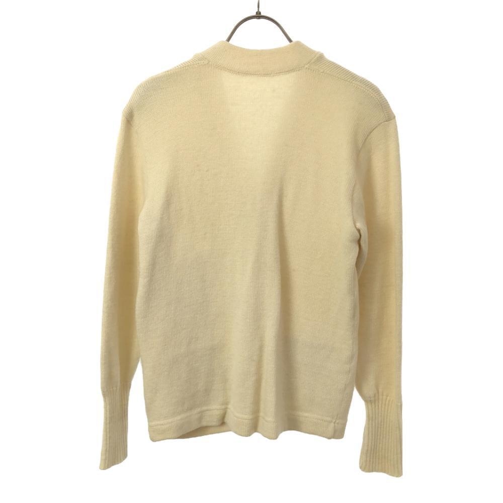 VINTAGE 40s 50s Lettered Long sleeve knit cardigan white Women Used