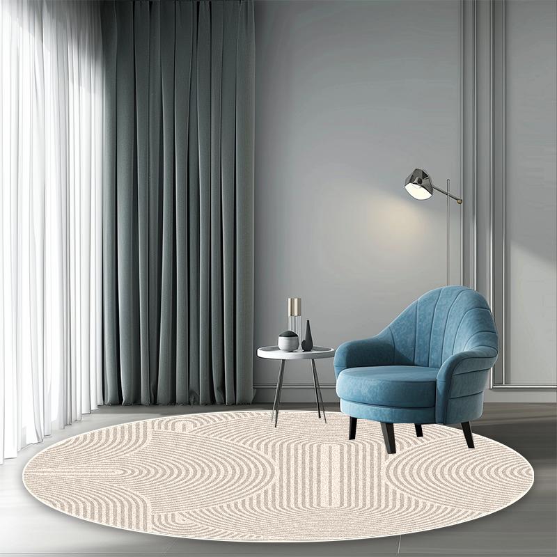 Einfacher Stil Runder Teppich Wohnzimmer Streifen Dekoration Waschbar Große Größe Teppich Badezimmer Garderobe Rutschfest Kurzer Samt Bodenmatte