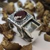 Dazzling Vintage CopperColor Round Men Rings Set Fashion Red Stones Party Bridal Ring Jewelry