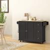 Kitchen Island with Drop Leaf, Rolling Kitchen Storage Trolley on Wheels with 3 Drawers, Black