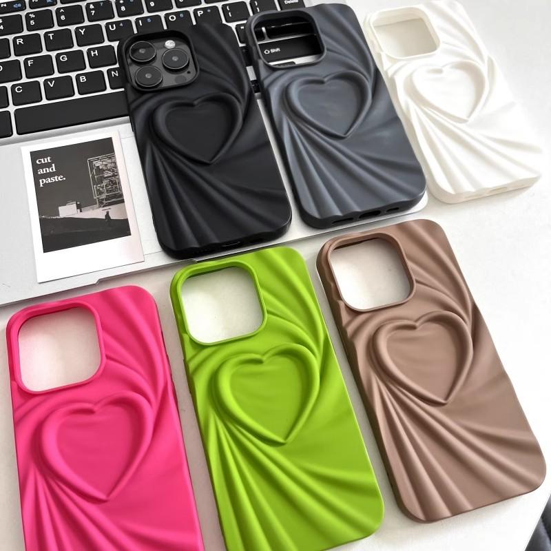 For iPhone 16 Pro Case Pleated Swirling Heart TPU Phone Cover