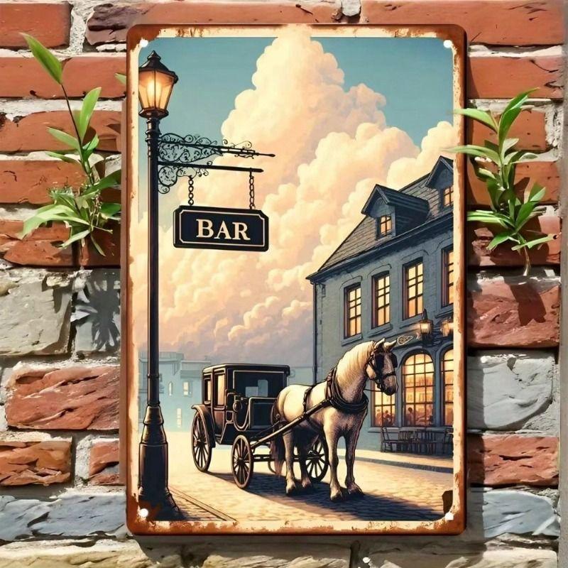 1 pc Retro Metal Wall Art Decor, Vintage Tin Sign for Office Living Room, 8x12 inches