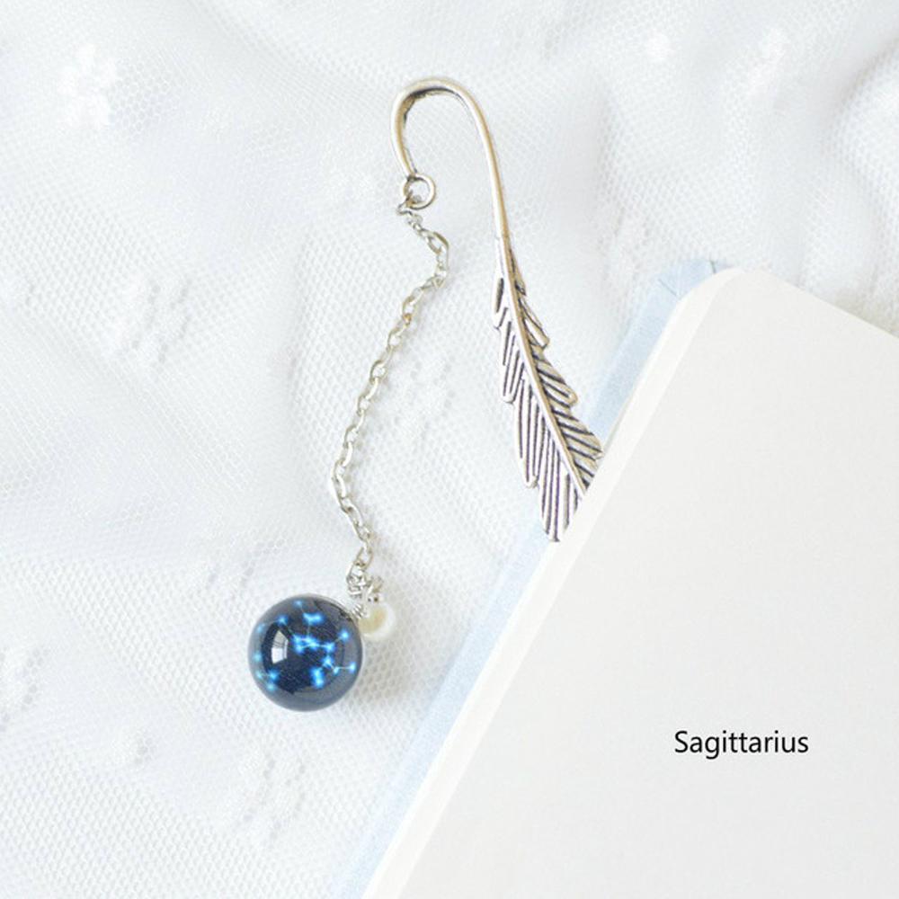 Feather Bookmark Metal Book mark 12 Constellation Bookmark Bookmark Pendant Noctilucent Bookmark