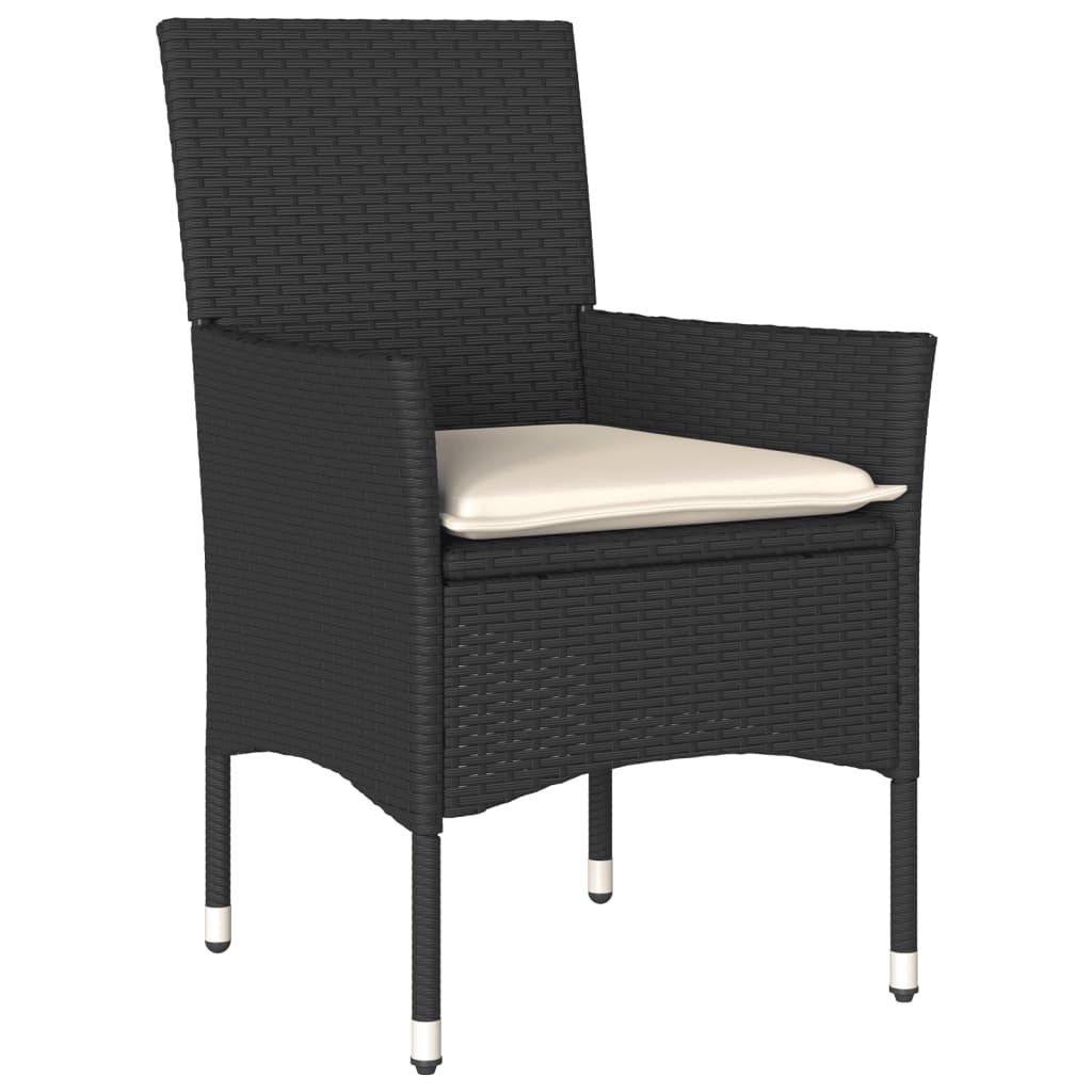 Vidaxl 7-Cz. Garden Furniture Set With Cushions, Black, Poly Rattan