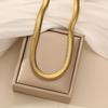 Street Style 18K Gold Plated Stainless Steel Jewelry Set: Simple 0.8MM Plain Chain Necklace & Bracelet