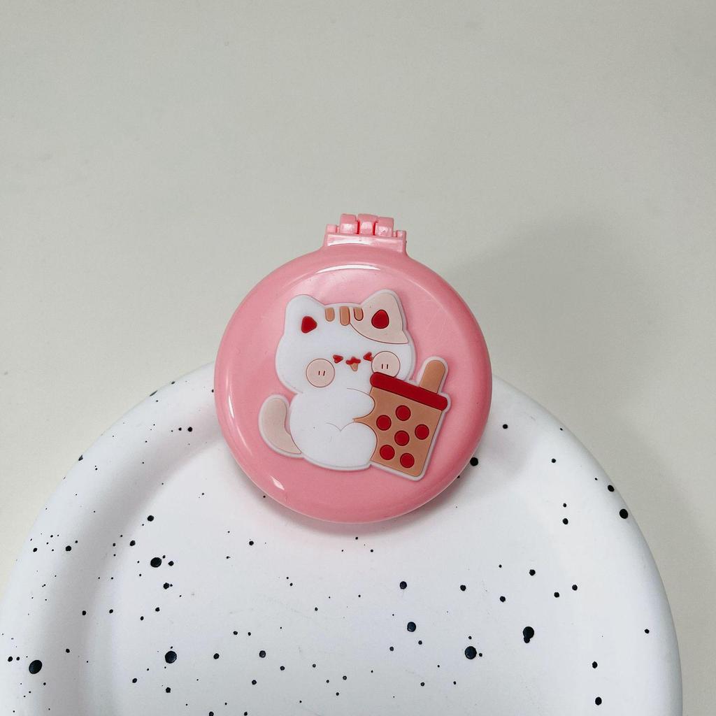 Cute Cartoon Foldable Airbag Comb with Mirror - Portable for Children, Cream Wind Design