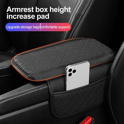 Car Armrest Box Height Pad Universal Leather Armrest Cushion Support Armrest Storage with Pocket Central For Relieving Fatigue