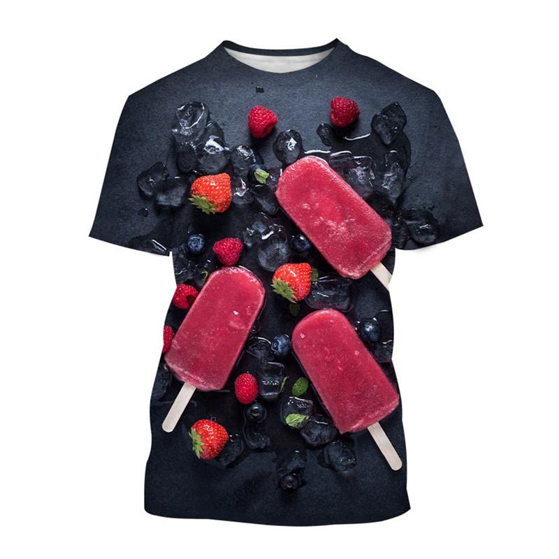 

Креативная футболка с 3D-принтом мороженого, модная повседневная футболка с коротким рукавом и дизайном еды, дышащая летняя спортивная футболка 6XL