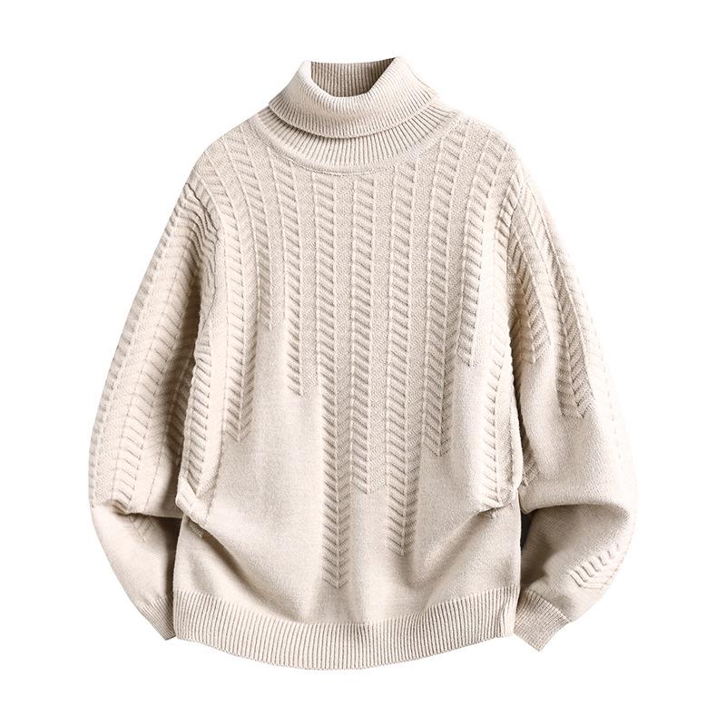 2025 Winter Fashion Men s High Neck Knit Sweater Pullover Top Double Extra Large
